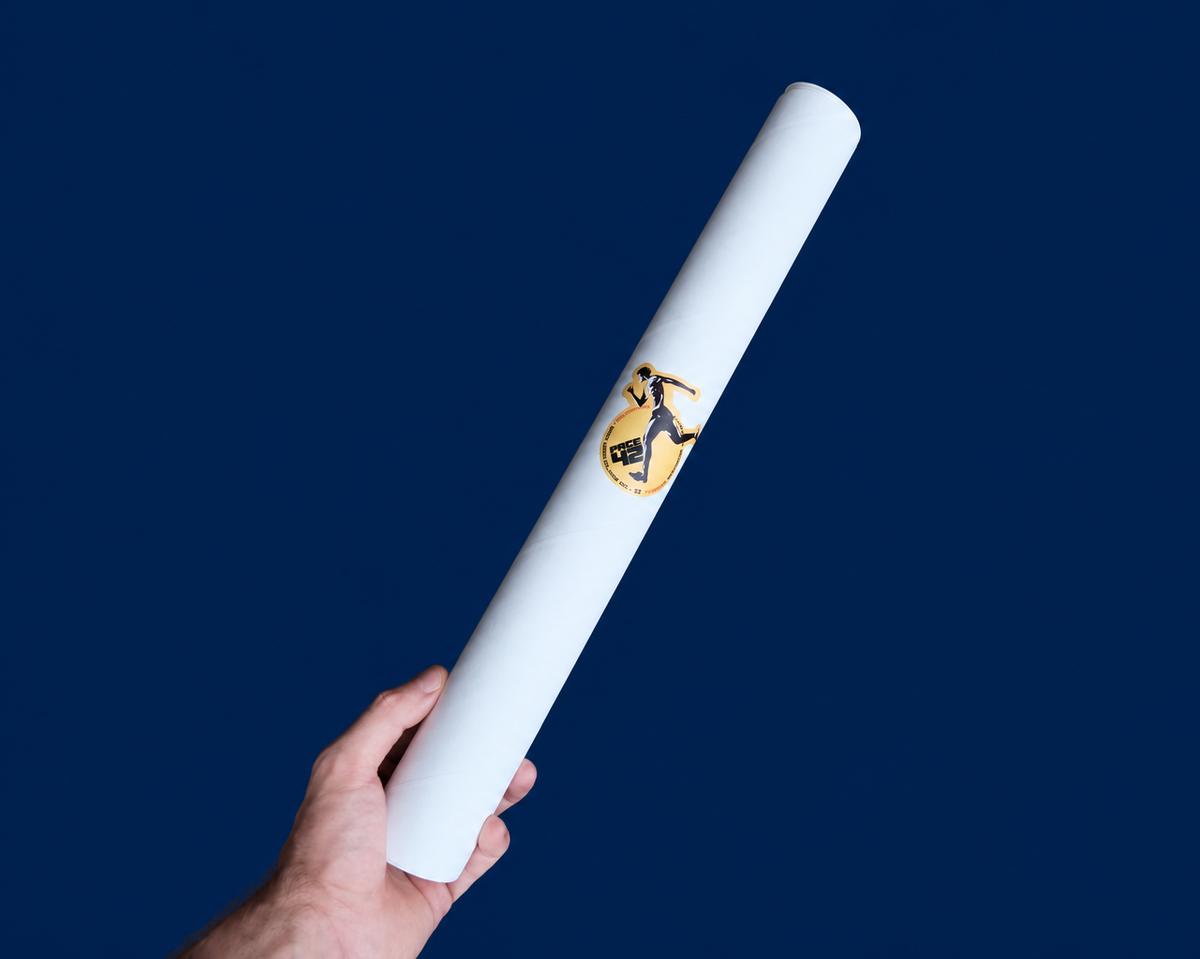 Pace42 x Long Course Weekend Belgium poster packaged in a protective delivery tube