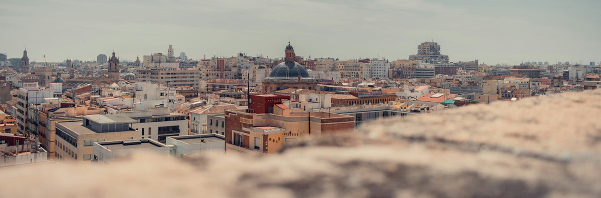 Valencia city skyline in Spain for the Pace42 Valencia Marathon Achievement Display collection